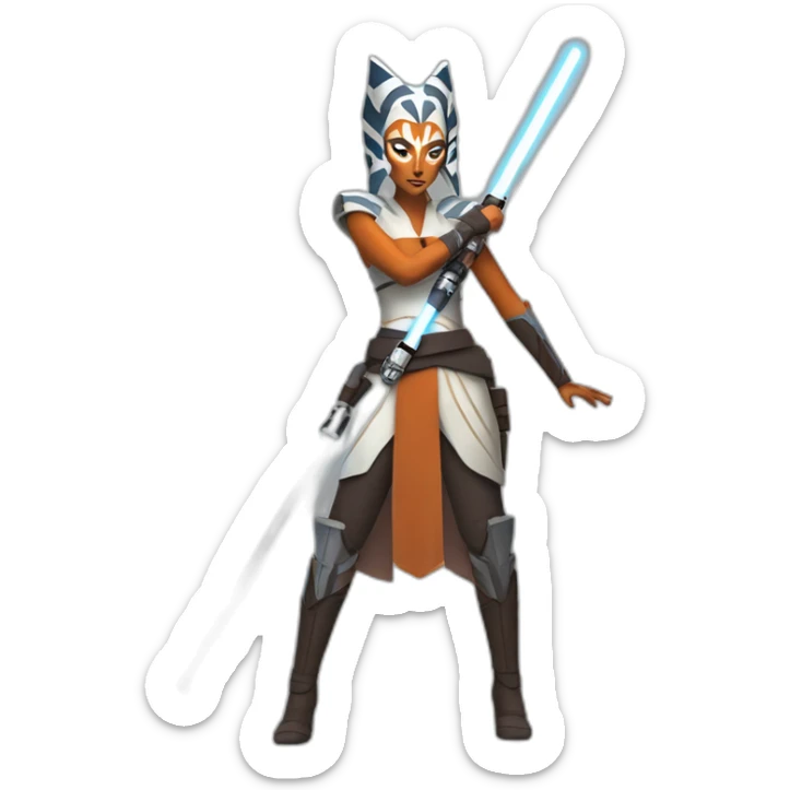 voluptuous ahsoka tano (full body, horns) white lightsaber sticker
