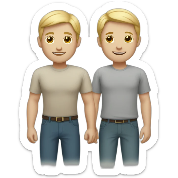 family of three white-skinned men (two dark-skinned and one blonde) with one son sticker