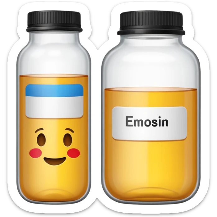 emoji of tubes and jar with brand labels, minimalistic design sticker