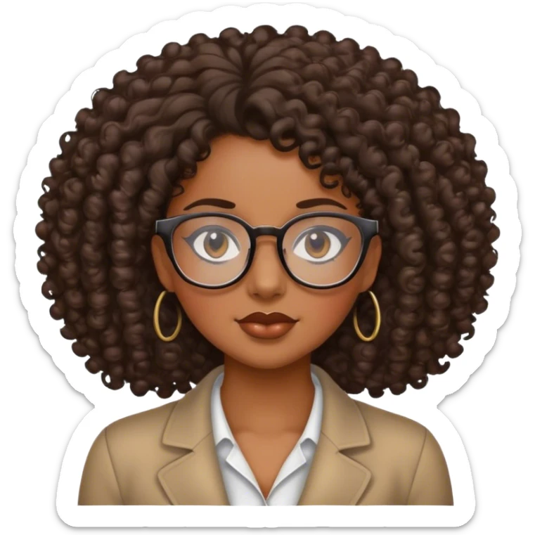 Girl boss black, curly hair, Black, sexy with glasses sticker