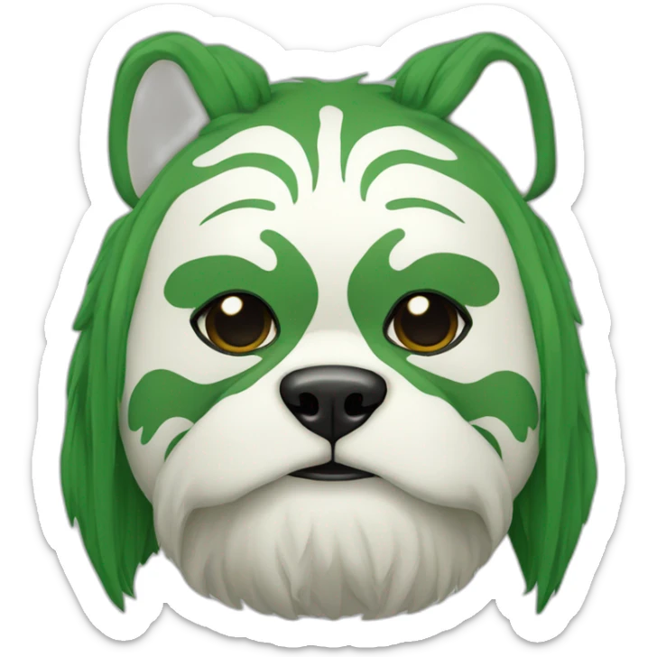 massive-guy-noh-dog-mask-greenlonghair-japanese-kimono sticker