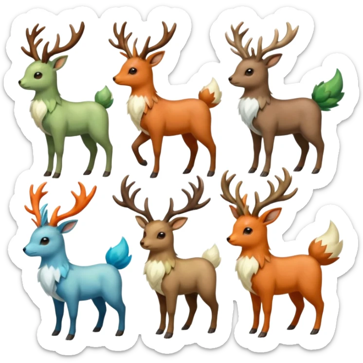 Stantler-Skiddo-Mudbray-Amaura-Flareon-Virizion-fusion  sticker