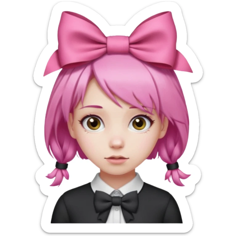 A girl with pink hair tied on both sides sticker