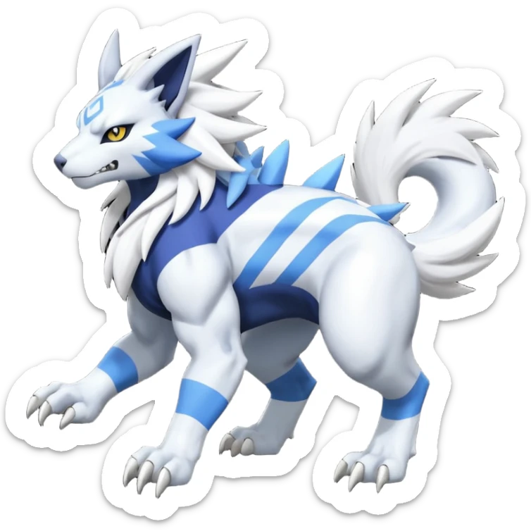 WereGarurumon-Zeraora-Renamon-Absol-fusion-hybrid-creature (full body sticker