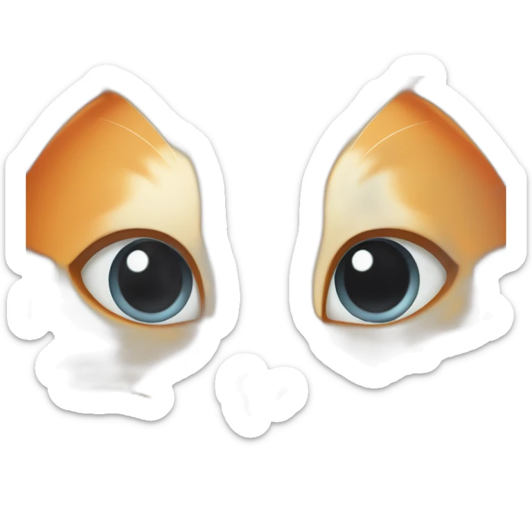 The face of a orange tubby cat with one cranked ear sticker