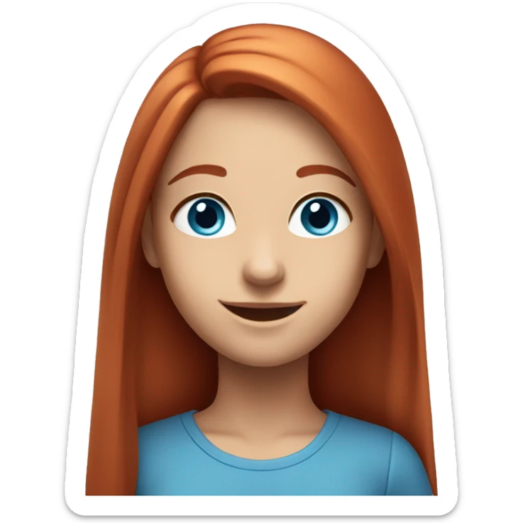 smiling girl with long straight red hair and blue eyes sticker
