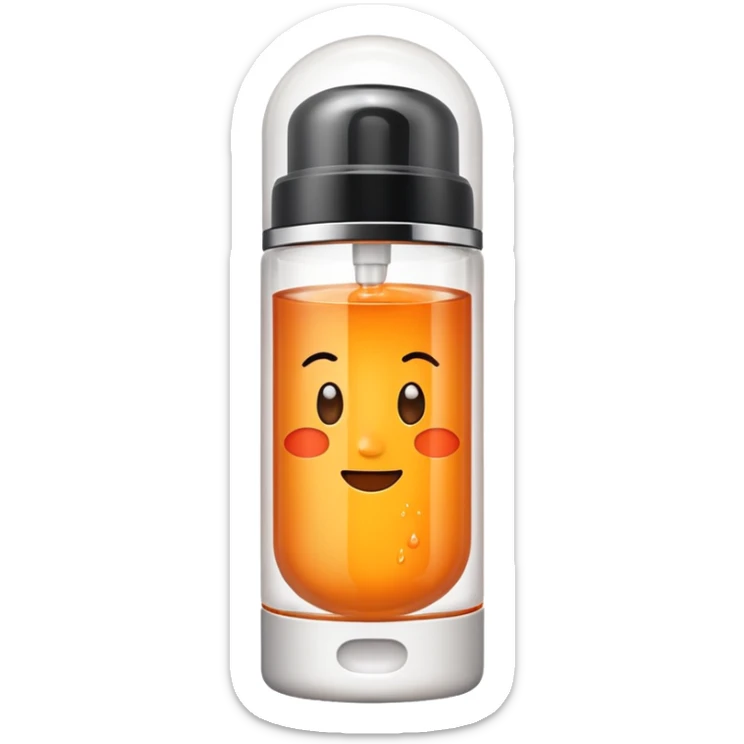 a skincare tube with an orange-toned liquid inside of it sticker