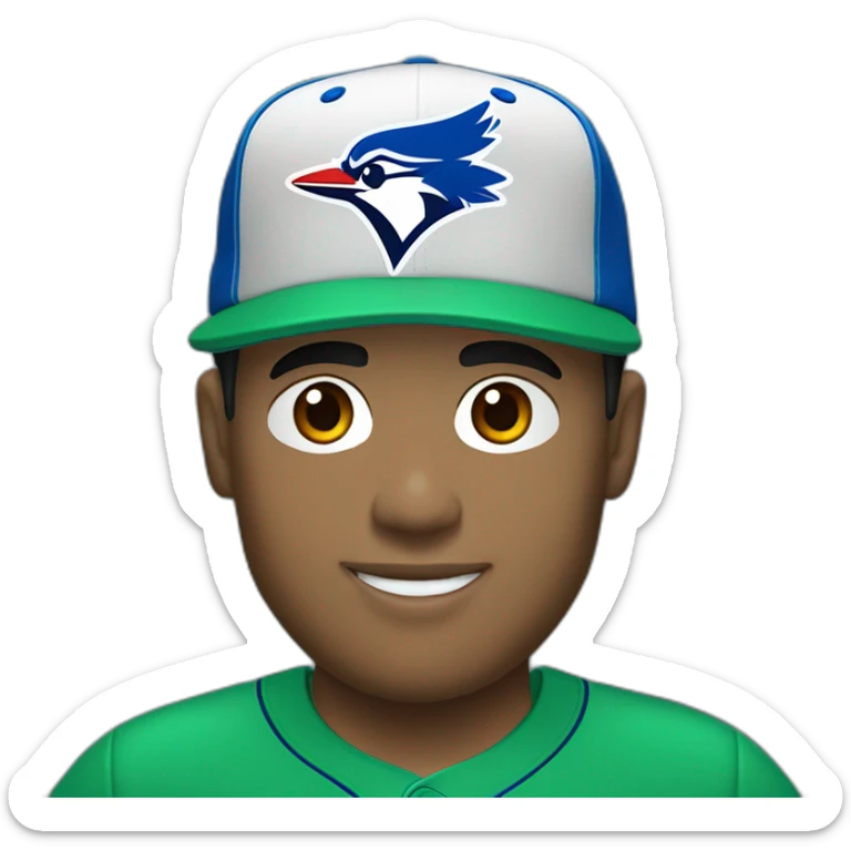 light skin guy in a green shirt and toronto blue jays hat (blue) sticker