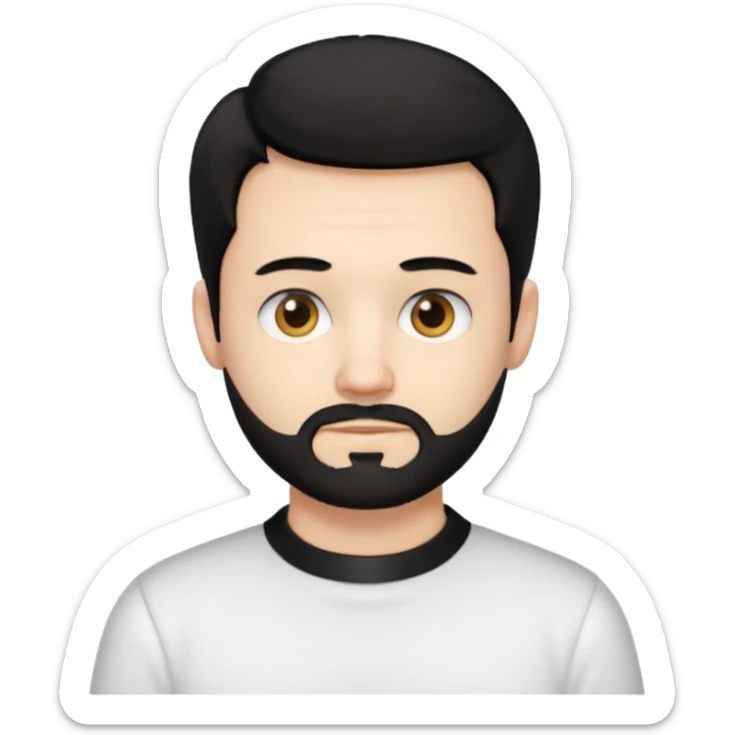 A white guy with coolers and white collar t shirt and the beard for him is at the chin area only,the hair is fuzzy and black in colour sticker