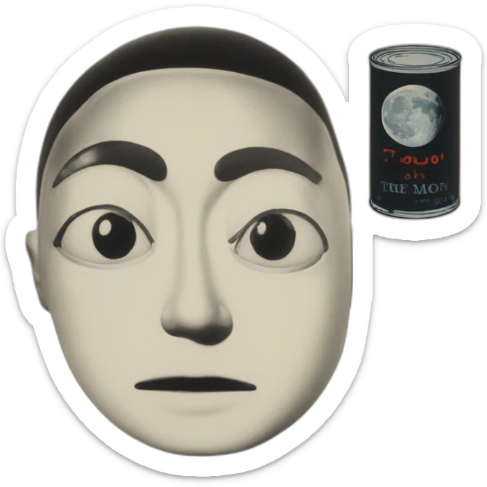 Moon from Trip to the moon (1922) with a warhol campbell can in his eye sticker