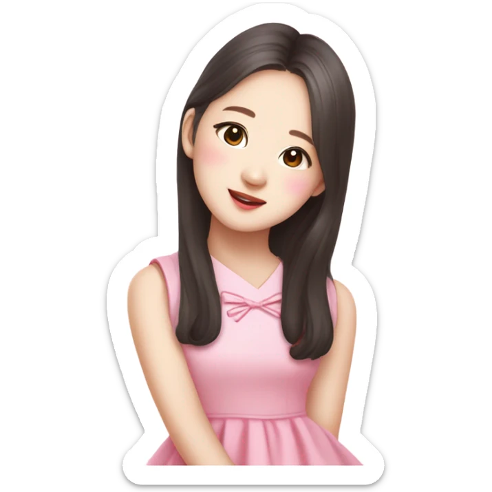 Jang wonyoung asian kpop cute girl wearing pink dress sticker