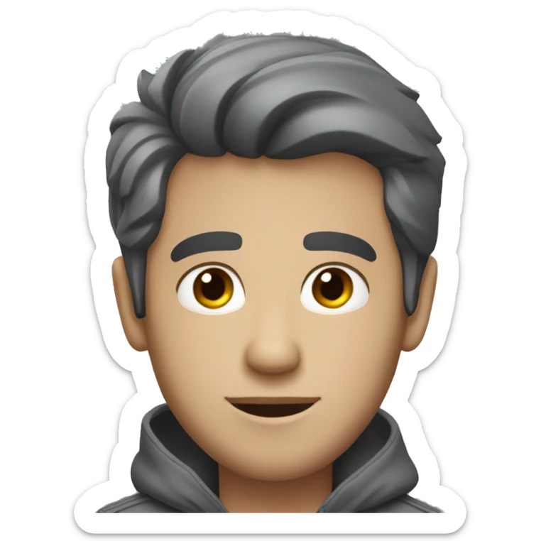 A guy with dark short hair and dark eyes in a gray Audi car sticker