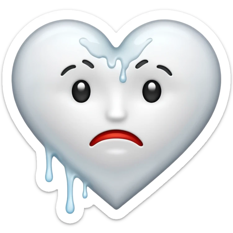 The heat broken emoji in white with sticky white liquid Ozzing out of it sticker