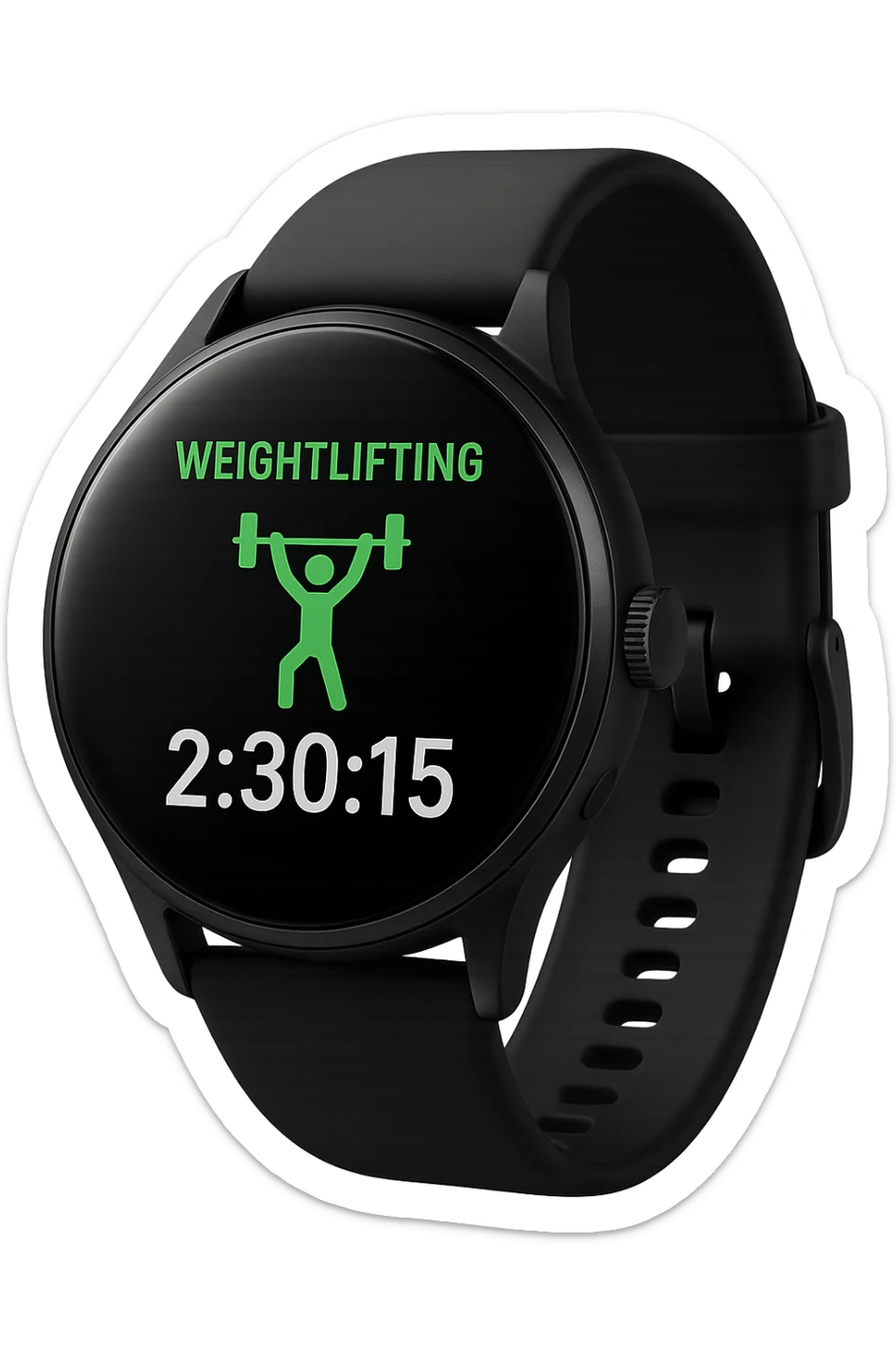 smartwatch con modalità attiva di pesi che segna 2 ore e mezza di palestra, REALISTICA 4K sticker