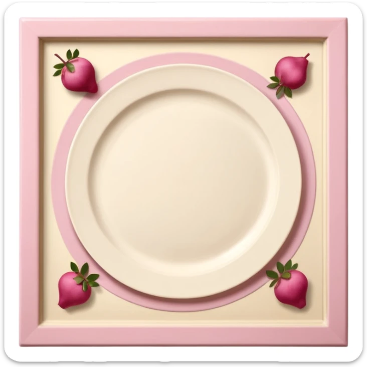 Quadratische Basisplatte mit abgerundeten Ecken, Farben: sanftes Beige für die Platte, zartes Rosa für die Öffnung). Details: Zentraler Kreis (Stomaöffnung) mit kleinen Löchern rundherum. Leichte Schatten für einen 3D-Effekt. Transparenter ovaler Beutel oben angedeutet, mit Klettverschluss. sticker