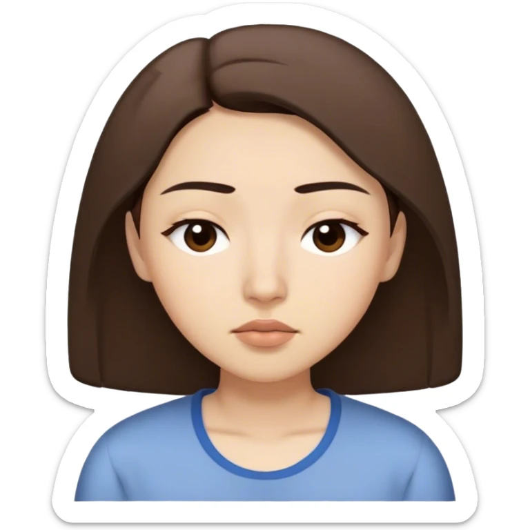 My skin is light, light, oval, my eyes are sleepy and almost Asian, their color is light brown, my eyebrows are straight and oval, medium size, and their shape is Arabic, my lips are medium size, my hair is short, brown color sticker