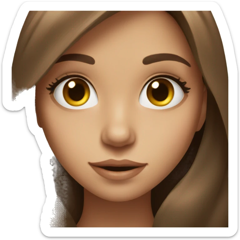 girl with long brown hair and long lashes and brown eyes sticker