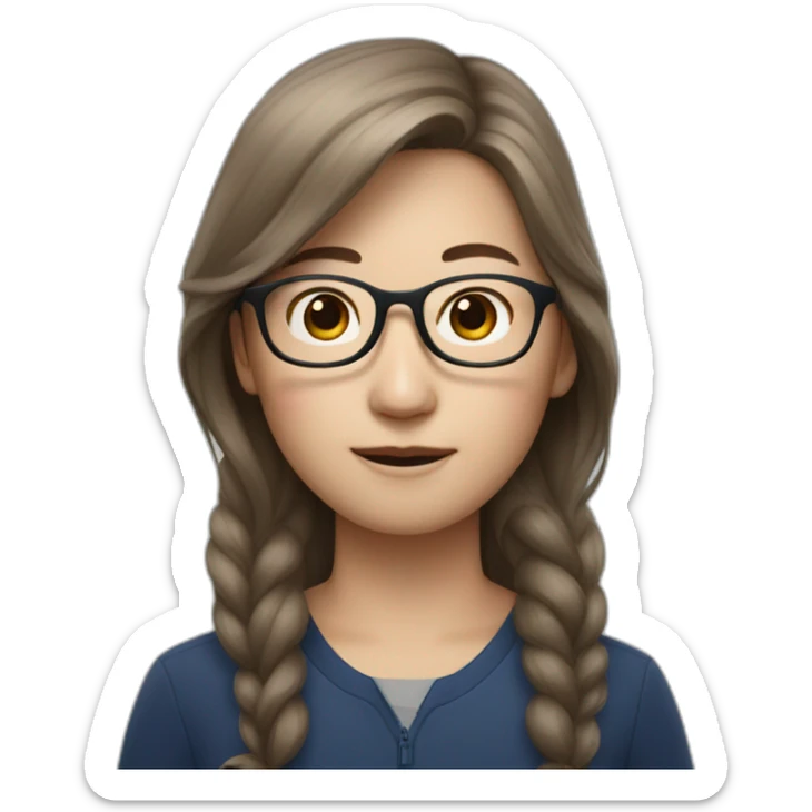 Tim cook with a brown hair Korean girl with eyeglasses sticker