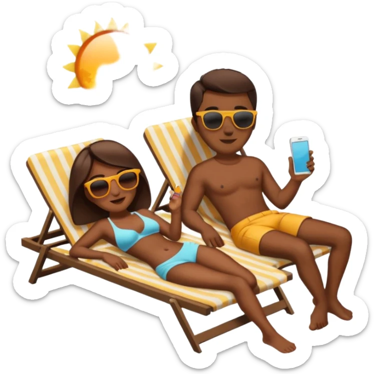 quiero que pongas ubna apreja morena tomando el sol y relajados sticker