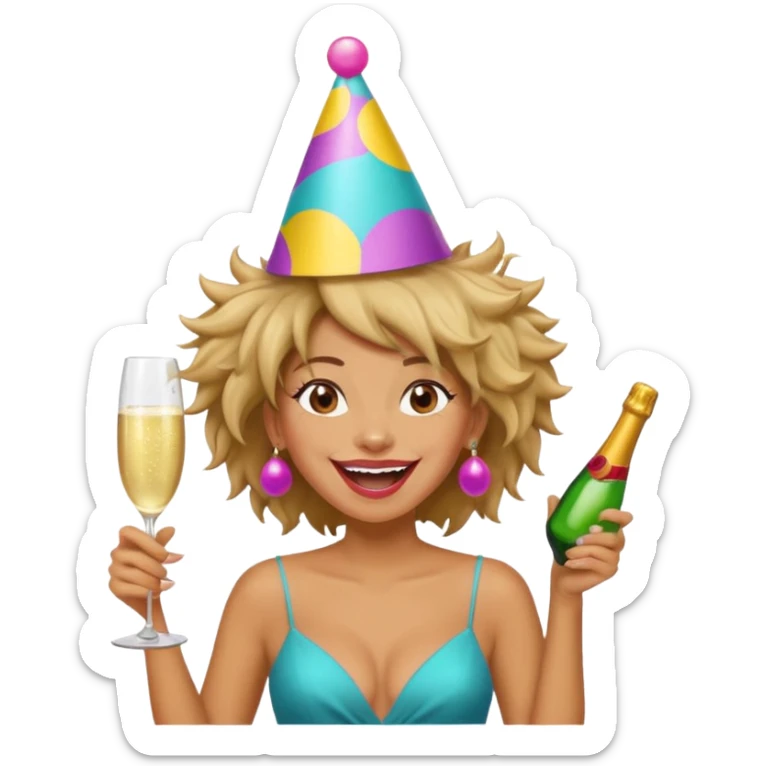 Funny, fast-talking, a little unpredictable. Life of the party vibes. woman with crazy hair
more dinamic emoji  sticker