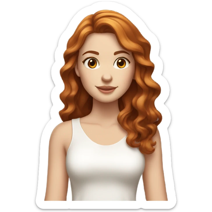 full body pretty white girl with medium length reddish brown wavy hair with honey colored eyes and long lashes sticker