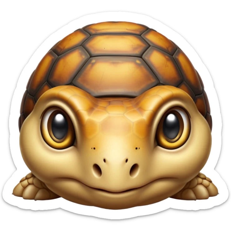 cinematic-baby tortoise-realistic--emoji,,-cute-wise-face-peering-ahead-with-calm-determination,-cute large-eyes-reflecting-centuries of wisdom, sticker