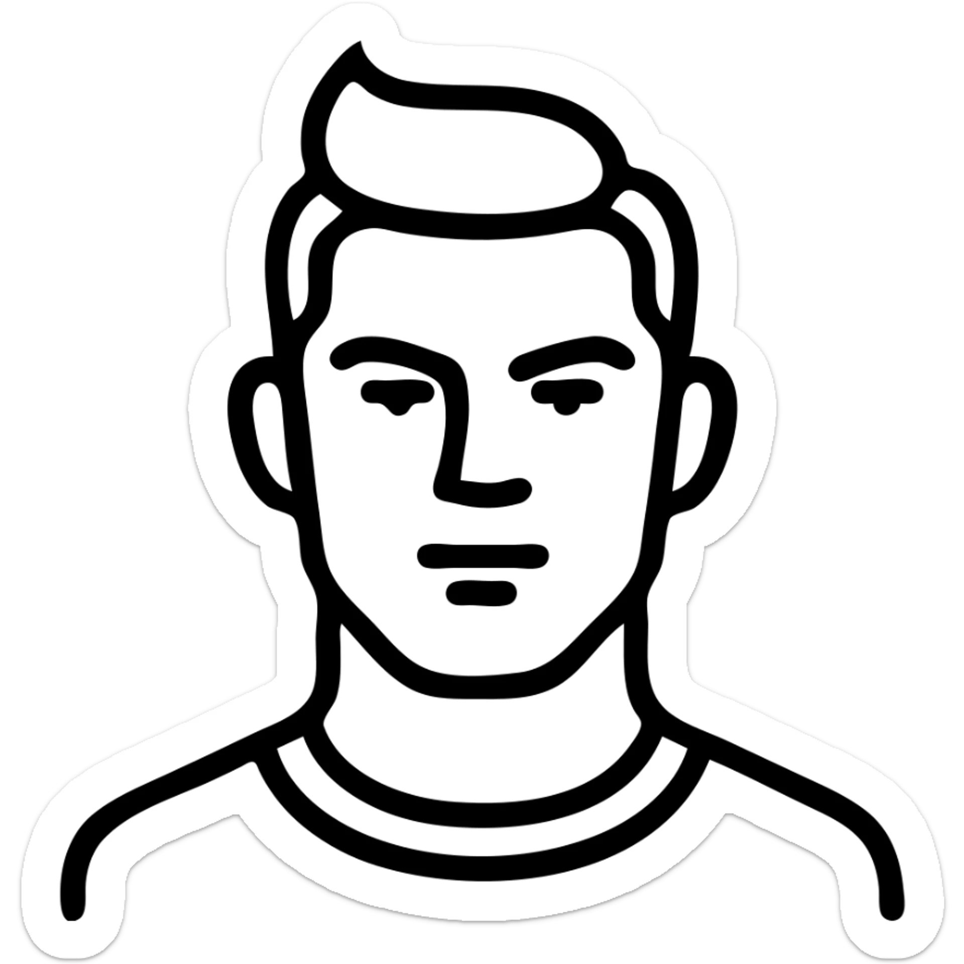 Cristiano Ronaldo simple recognizable icon focusing on signature hairstyle confident expression minimal details clean lines sticker