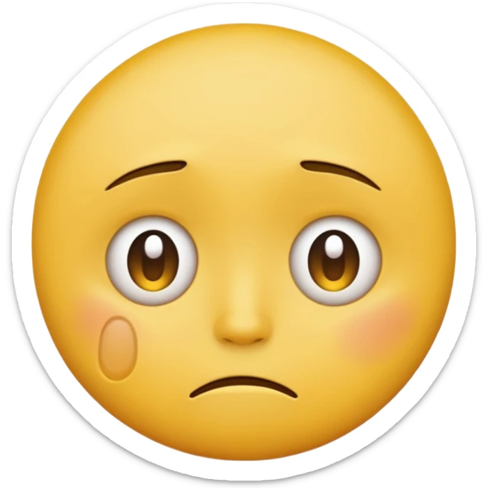 A regular yellow  skin, round face emoji looking straight at me not smilling, just staring with a tear rolling down its cheek sticker