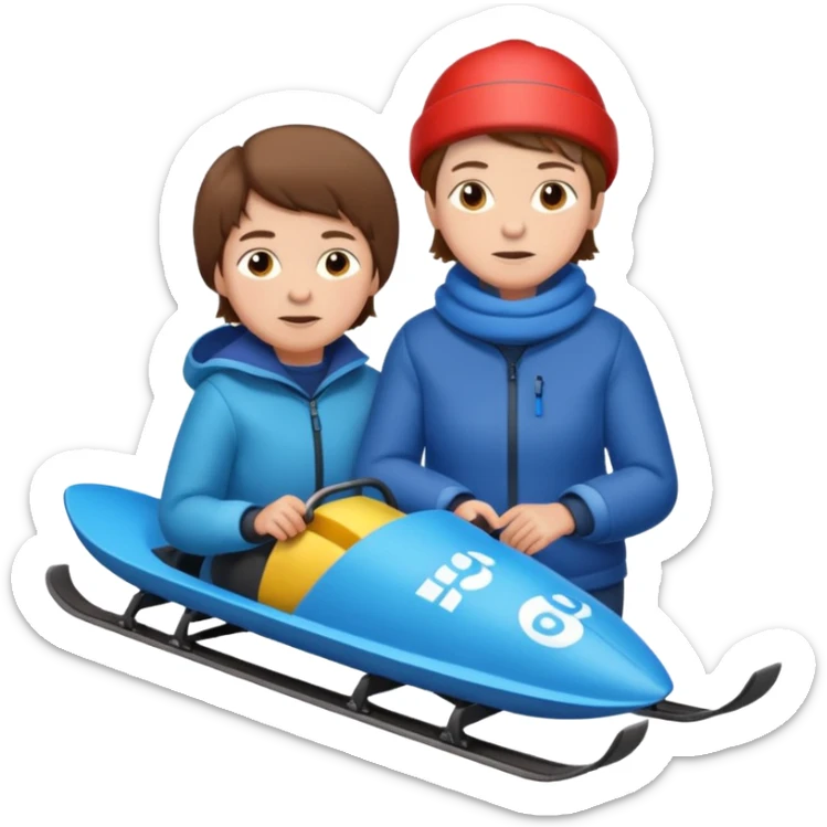 Two man bobsled boy with brown hair age 11 and his grandma sticker