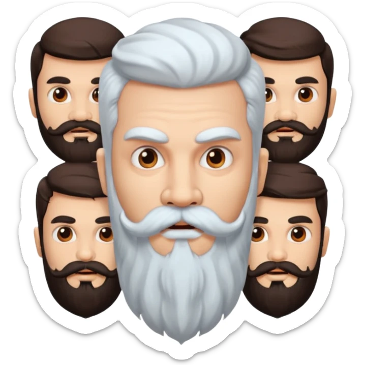 Ravanasura with beard and mustach young beautiful and terror with ten heads with white skin sticker