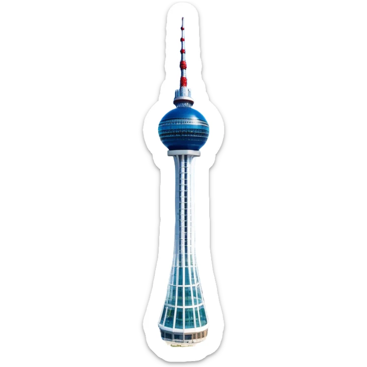 ​Cinematic Realistic N Seoul Tower, depicted in brilliant daylight as a slender, single-column tower rising from a modern cityscape, crowned by a sleek cylindrical observation deck offering panoramic views over Seoul, with crisp glass and steel surfaces reflecting clear blue skies and subtle architectural details that capture its futuristic elegance, sticker