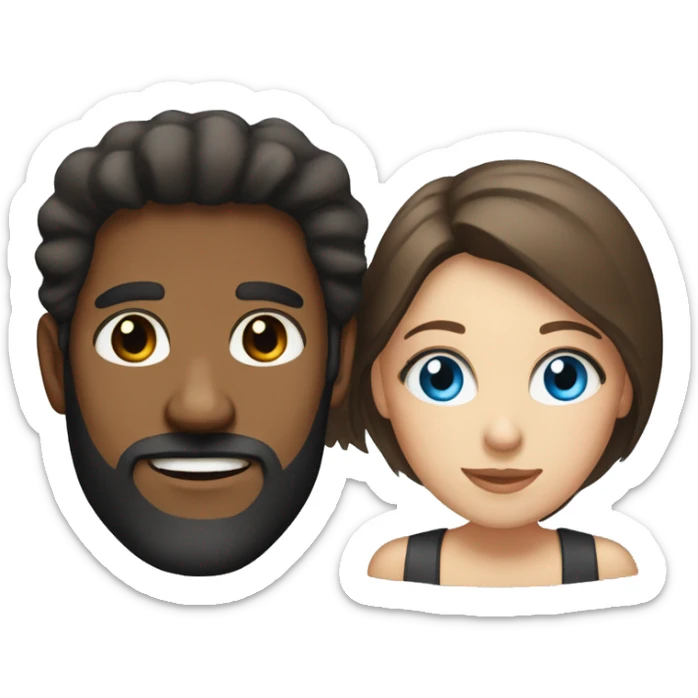 Brown man with beard and white woman with blue eyes and brunette hair sticker
