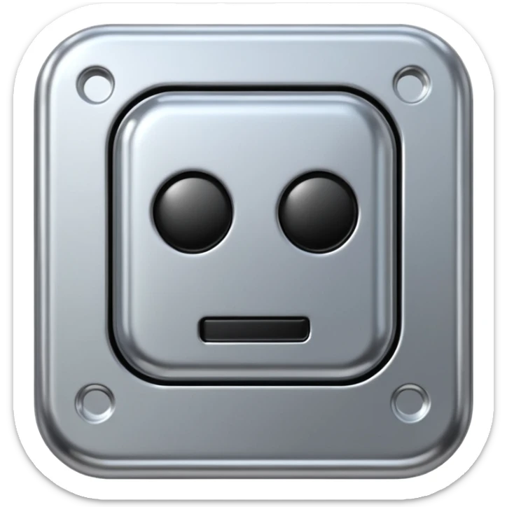 A futuristic microchip emoji made of polished silver chrome, minimal circuit details, smooth metallic surface, soft lighting, iOS emoji style, centered, clean white background sticker