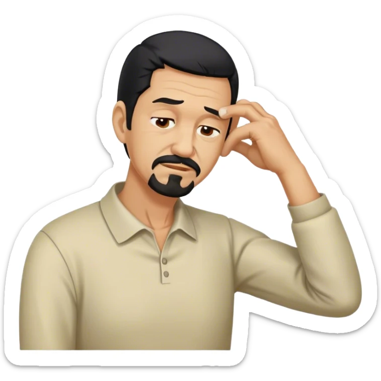 Older Man with black hair and goatee holding neck bent over in pain sticker