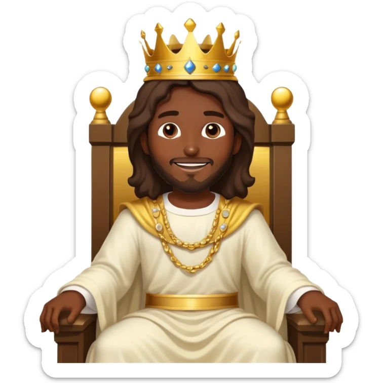 Dark skin Jesus on the Throne with Gold crown in heaven  sticker