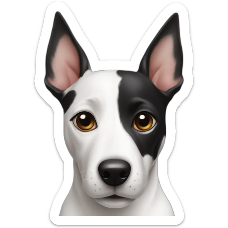 Black and white mix of a jack russel and a bullterrier with raised ears sticker