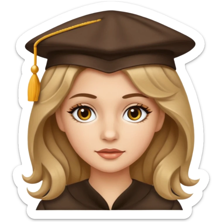 Erstelle mir ein schönes Mädchen mit dunkel blonden längeren Haaren mit Leichen Wellen einen weißen top und hell braunen Augen und Eyeliner dazu  sticker