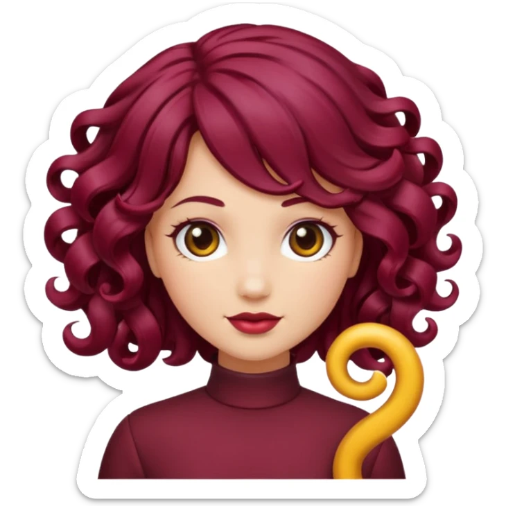 burgundy detail of hair curl sticker