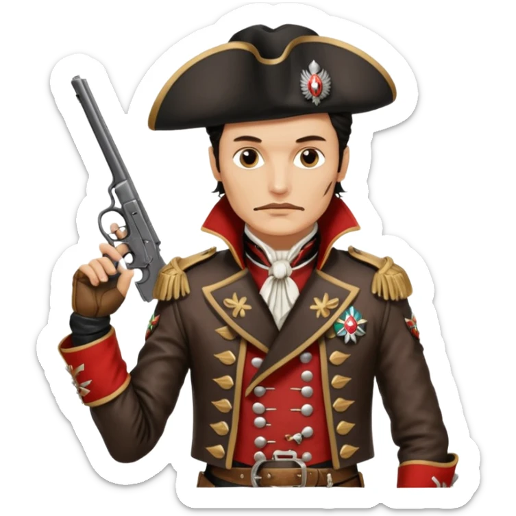 Adam Ant  is wearing a Hungarian jacket Hussar'S JACKET, holds two holsters in his hands sticker