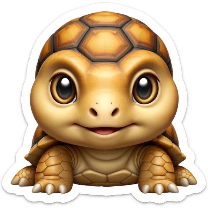 cinematic-baby tortoise-realistic--emoji,,-cute-wise-face-peering-ahead-with-calm-determination,-cute large-eyes-reflecting-centuries of wisdom, sticker