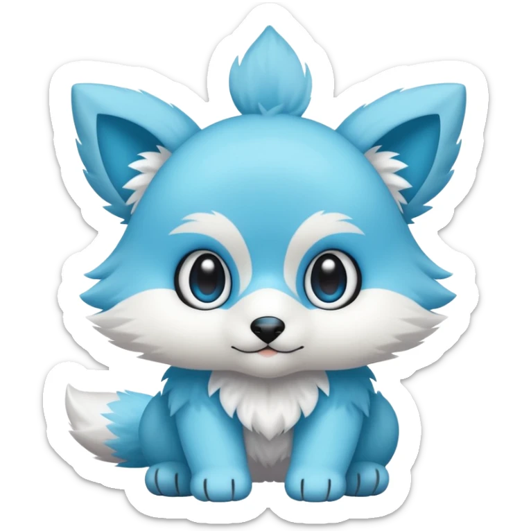 Cute cool white blue cyan animal hybrid Fakemon full body sticker