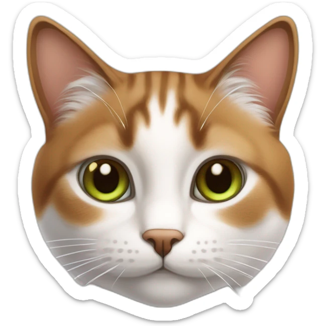 Chat blanc aux poils mis long, aux yeux verts, avec bout des oreilles marron sticker