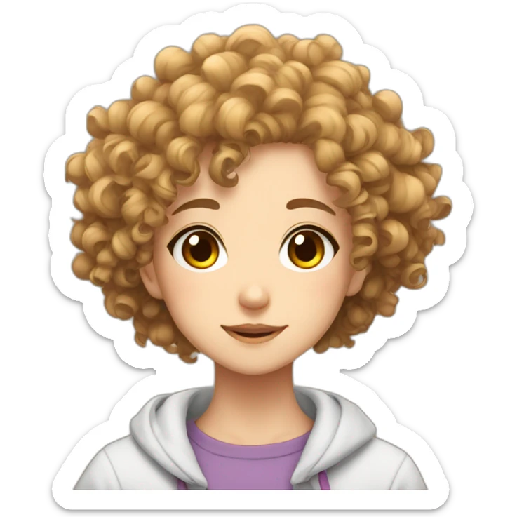 curly hair anime girl sticker