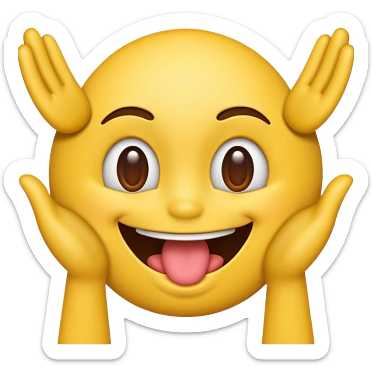 emoji with tounge out and hands out to the side like if they are opening somthing sticker