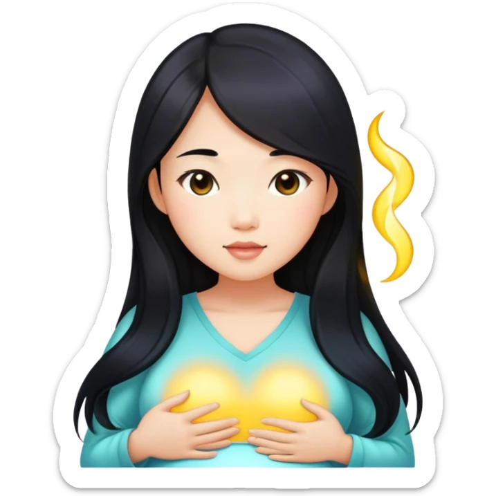 Beautiful Asian girl with long black hair pregnant sticker