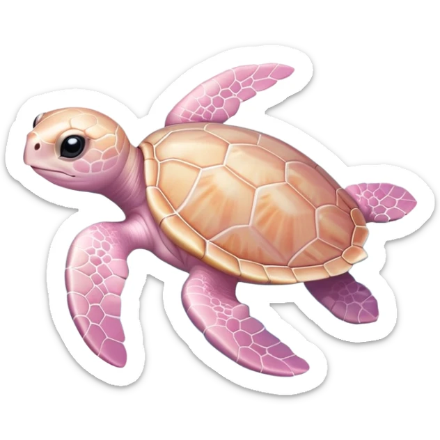 adorable light pink baby sea turtle swimming in water sticker
