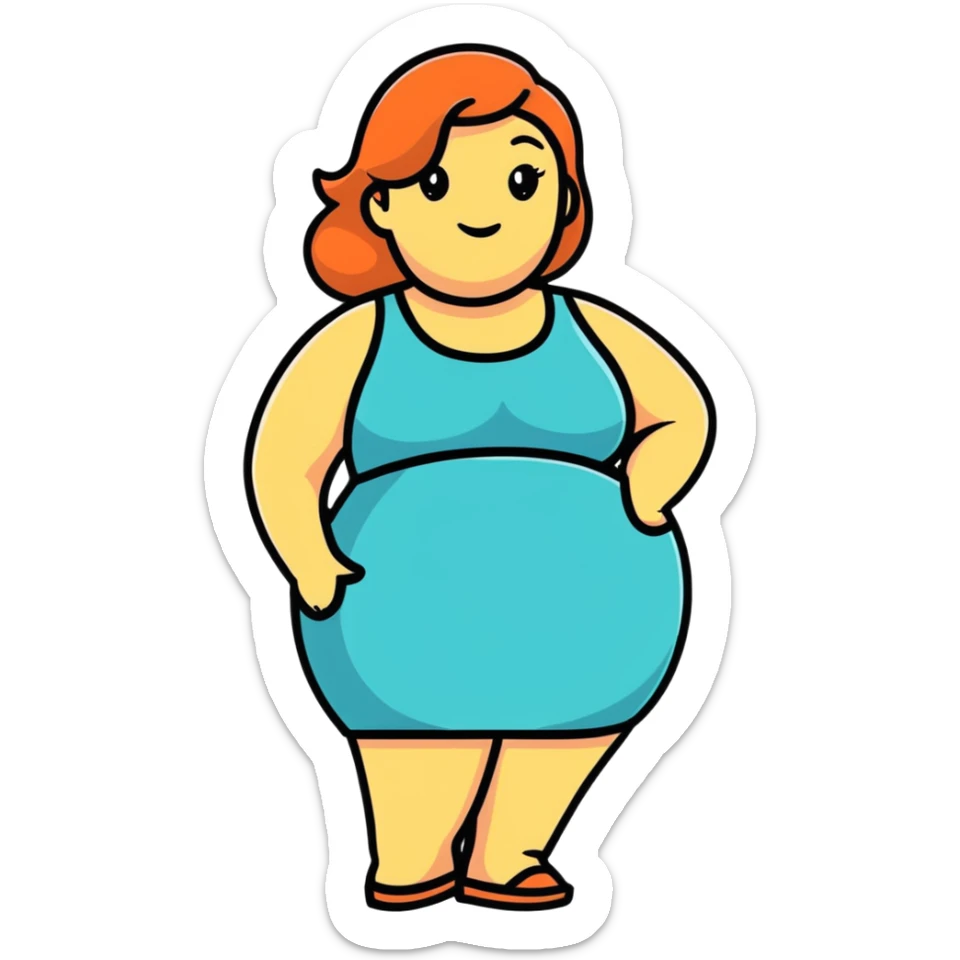 playful and friendly cartoon sticker of a confident, curvy woman sticker