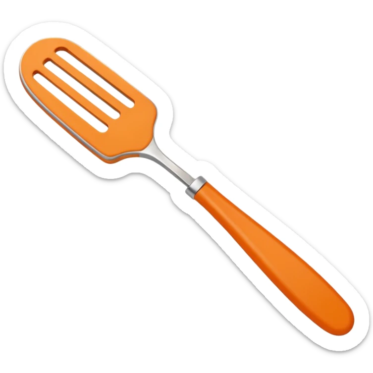 Hermès-style butter knife, modern design, silver and orange, minimal, cute emoji style sticker