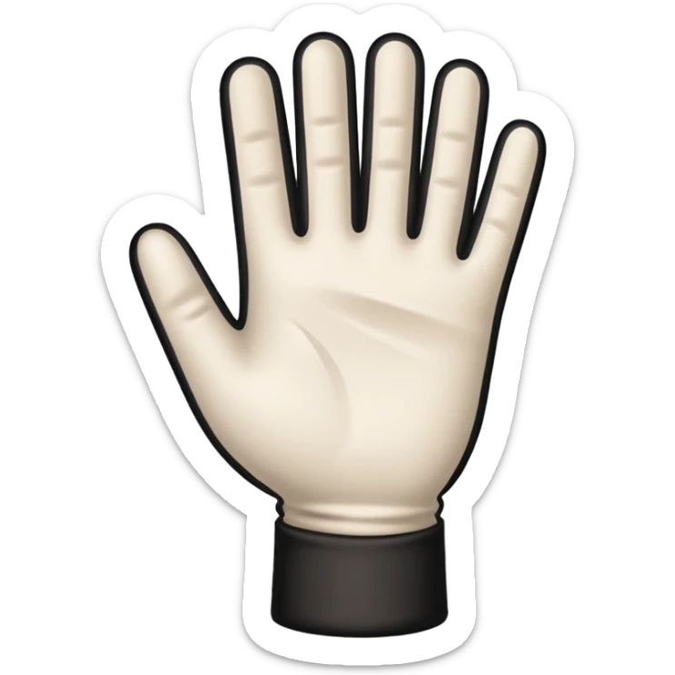 Apple emoji style cartoon hand, white glove, three black lines on the back sticker