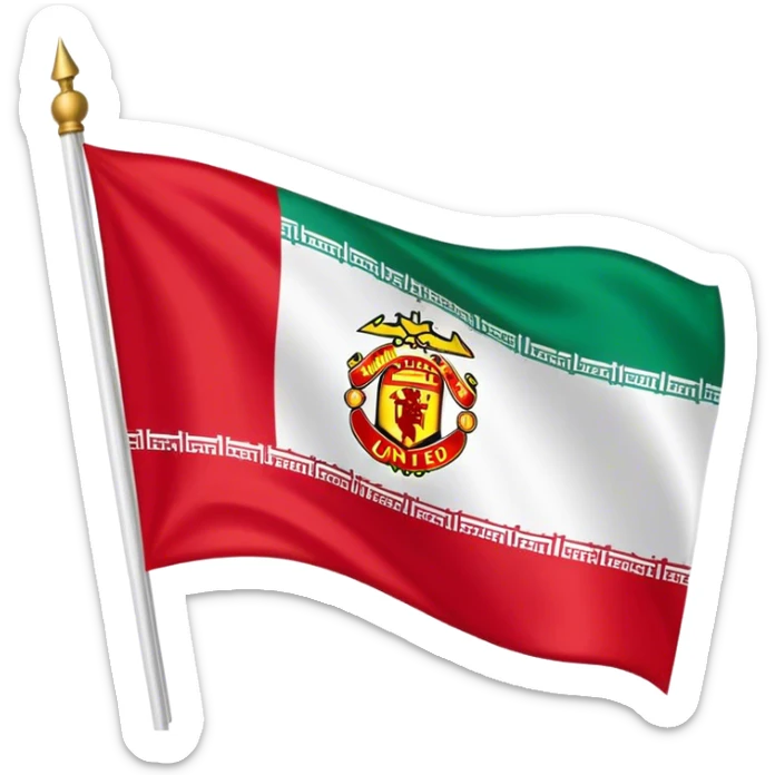 Give me a Iran Pahlavi flag mixxed with man united design sticker